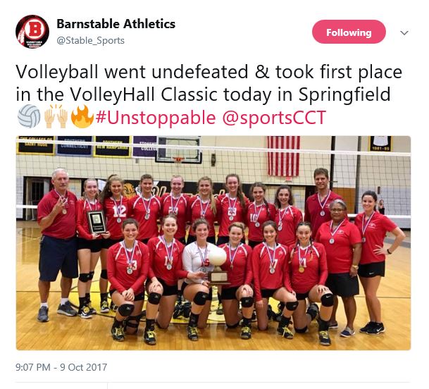 Barnstable Girls Volleyball Wins 2017 VolleyHall Classic